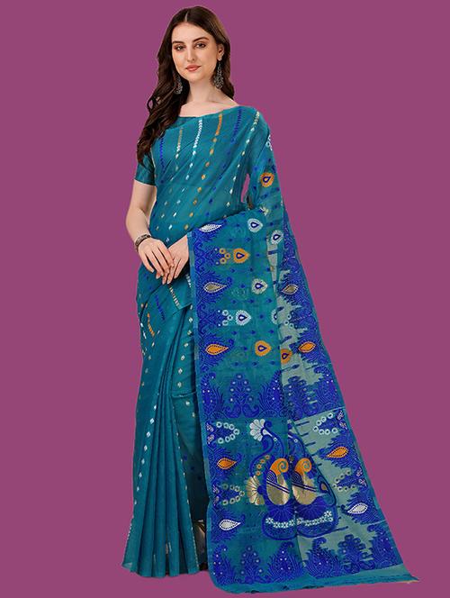 self design jamdani saree - 19783008 - Very Small Image - 1