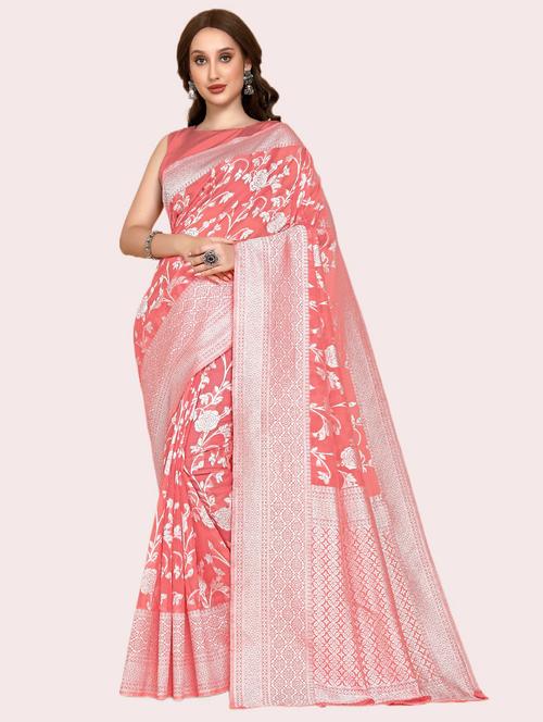 self design jamdani saree with blouse - 19783037 - Very Small Image - 1