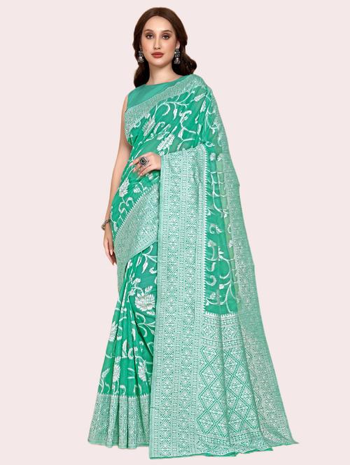 self design zari work saree with blouse - 19783042 - Very Small Image - 1
