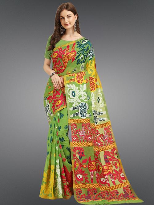 self design jamdani saree with blouse - 19783054 - Very Small Image - 1