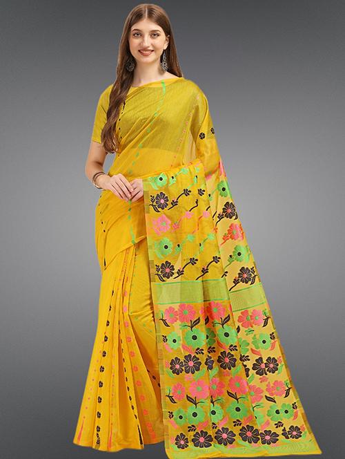 self design jamdani saree with blouse - 19783058 - Very Small Image - 1