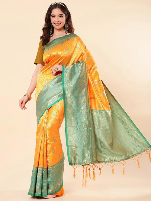 self design zari work saree with blouse - 19783134 - Very Small Image - 1