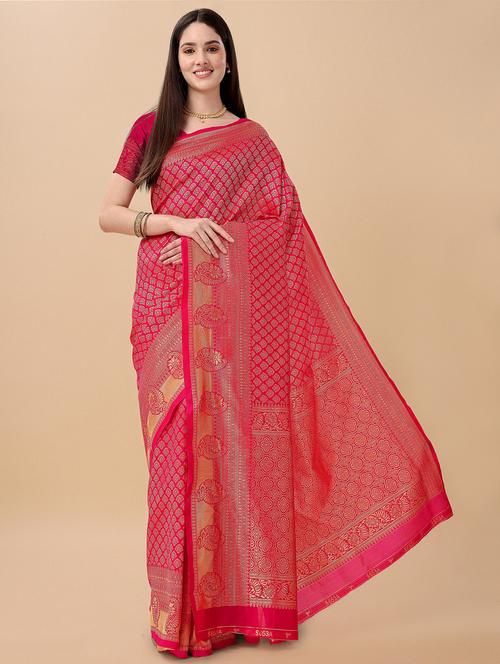 self design zari work saree with blouse - 19783138 - Very Small Image - 1