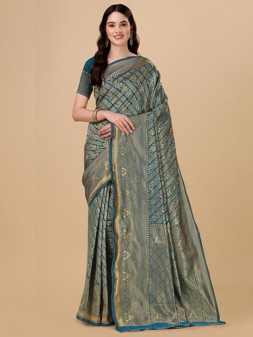 self design zari work saree with blouse - 19783146 - Very Small Image - 1