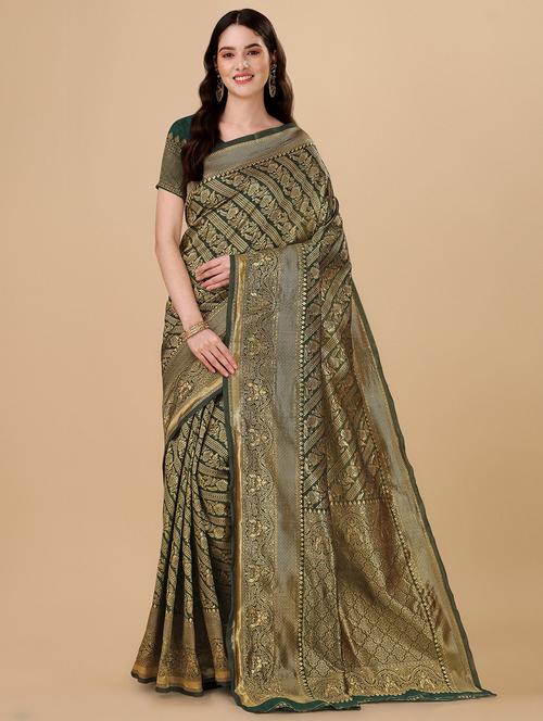 self design zari work saree with blouse - 19783148 - Very Small Image - 1