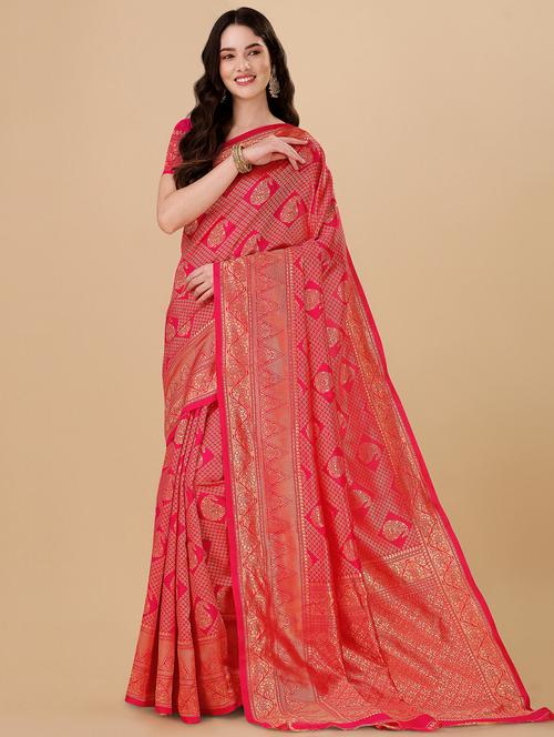 self design zari work saree with blouse - 19783153 - Very Small Image - 1