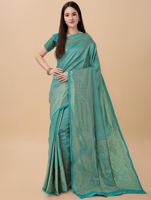 self design woven saree with blouse - 19783165 - Very Small Image - 1