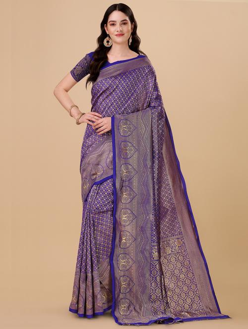 self design bordered saree with blouse - 19783180 - Very Small Image - 1