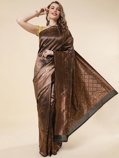 self design bordered saree with blouse - 19783181 - Very Small Image - 1