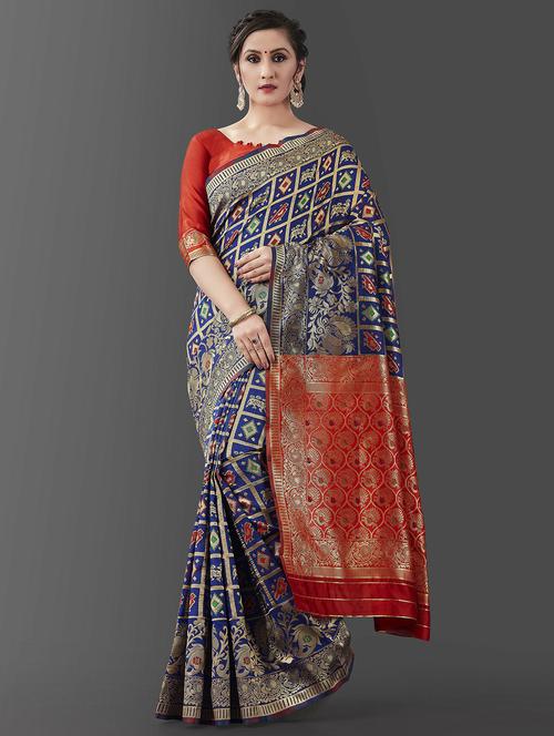 self design zari work saree with blouse - 19783188 - Very Small Image - 1