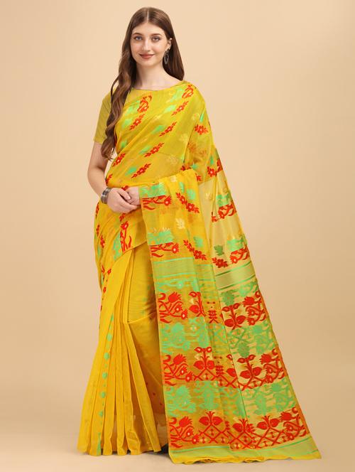 self design jamdani saree with blouse - 19783200 - Very Small Image - 1