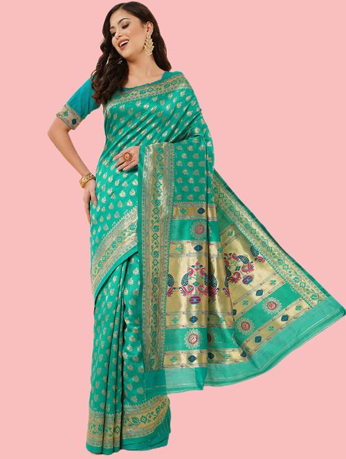 self design paithani saree with blouse - 19783319 - Very Small Image - 1