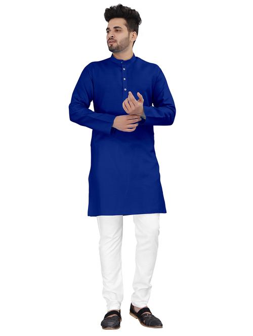 mandarin neck solid kurta pyjama set - 19783876 - Very Small Image - 1