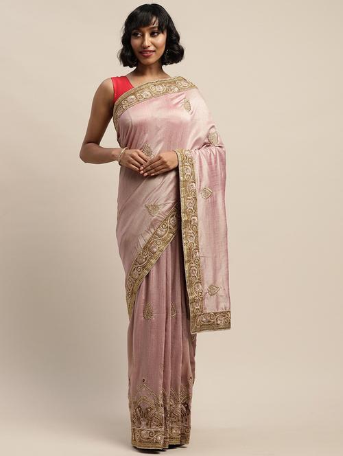 embroidered bordered saree with blouse - 19783903 - Very Small Image - 1