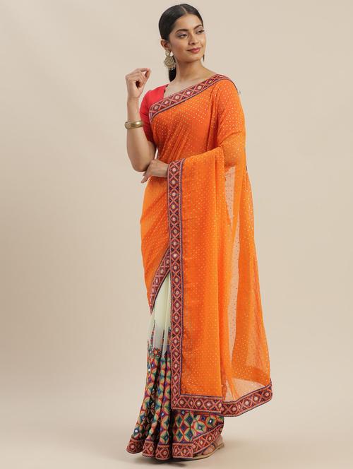 embroidered half & half saree - 19784099 - Very Small Image - 1