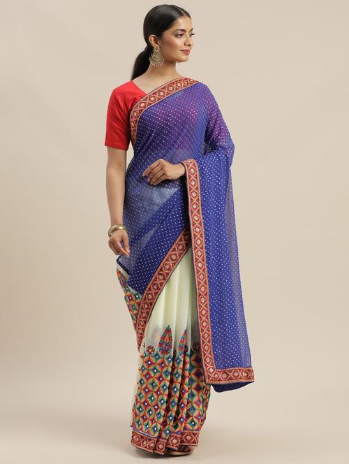 embroidered half & half saree - 19784102 - Very Small Image - 1