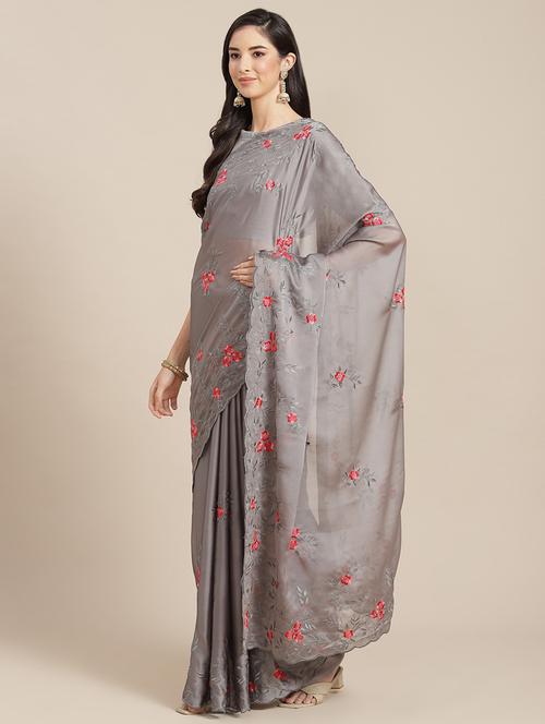 women's embroidered saree - 19784329 - Very Small Image - 1