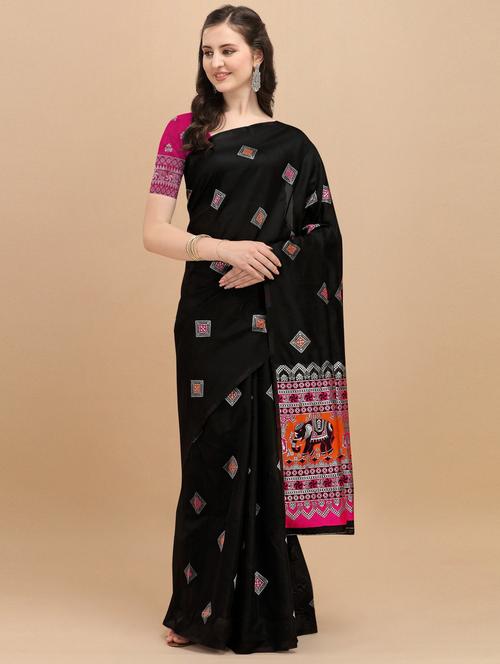 black jacquard banarasi saree - 19784544 - Very Small Image - 1