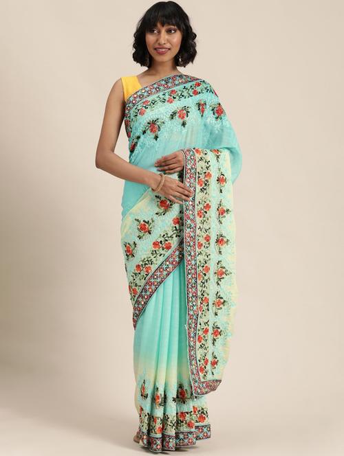 women's embroidered saree with blouse - 19784575 - Very Small Image - 1