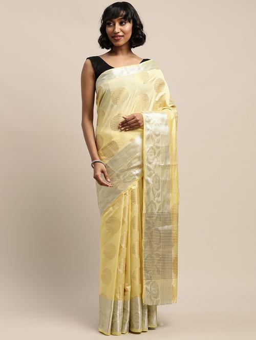 yellow silk blend kanjivaram saree - 19784608 - Very Small Image - 1