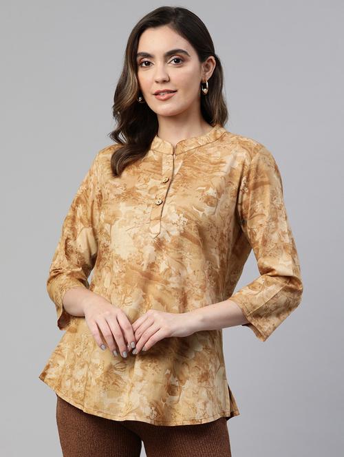 women's straight mandarin neck top - 19784875 - Very Small Image - 1