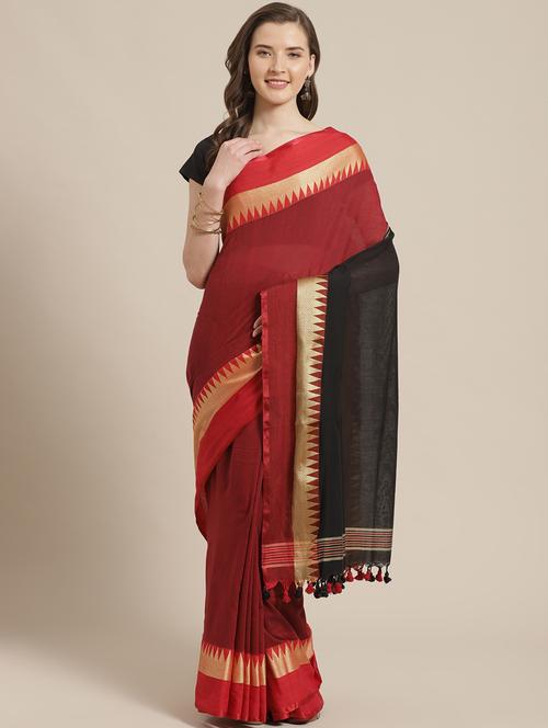 women's self design black colored saree with blouse - 19784944 - Very Small Image - 1