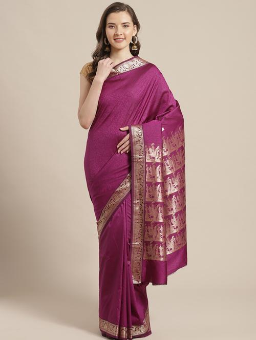 self design plain saree with blouse - 19784951 - Very Small Image - 1