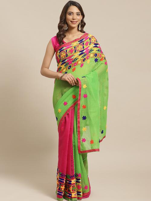 women's self design multi colored saree with blouse - 19784978 - Very Small Image - 1