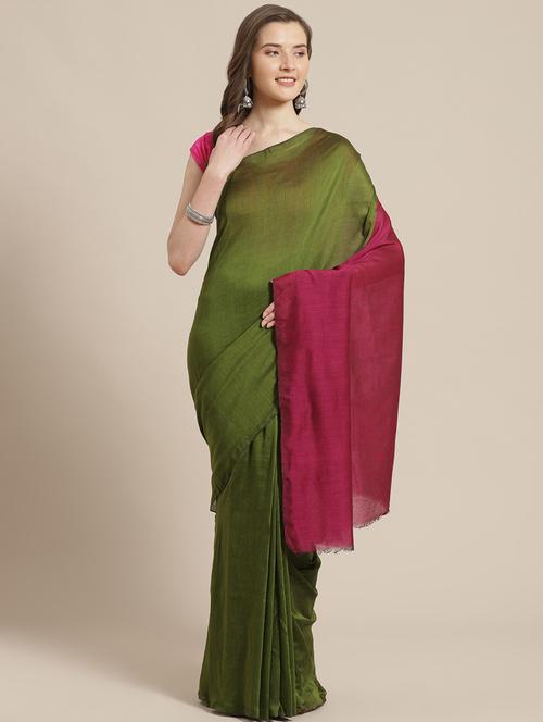 women's self design green colored saree with blouse - 19785002 - Very Small Image - 1