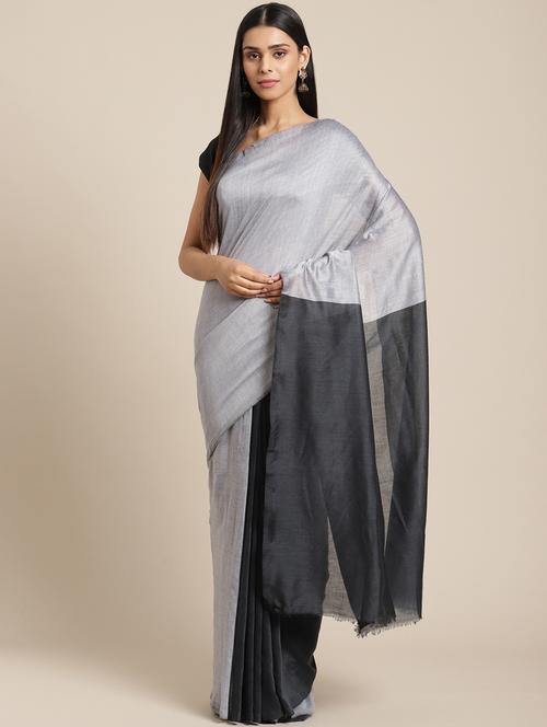 women's solid grey colored saree - 19785011 - Very Small Image - 1