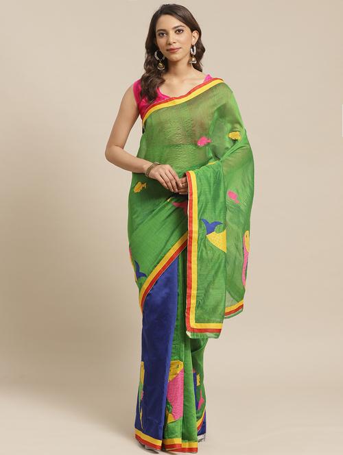 self design half and half saree with blouse - 19785049 - Very Small Image - 1