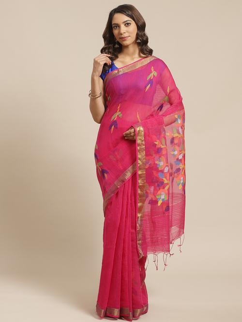 self design jamdani saree with blouse - 19785074 - Very Small Image - 1