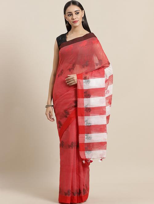 self design handloom saree with blouse - 19785160 - Very Small Image - 1