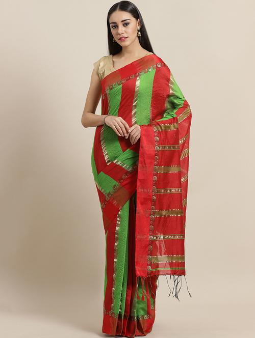 self design handloom saree with blouse - 19785166 - Very Small Image - 1