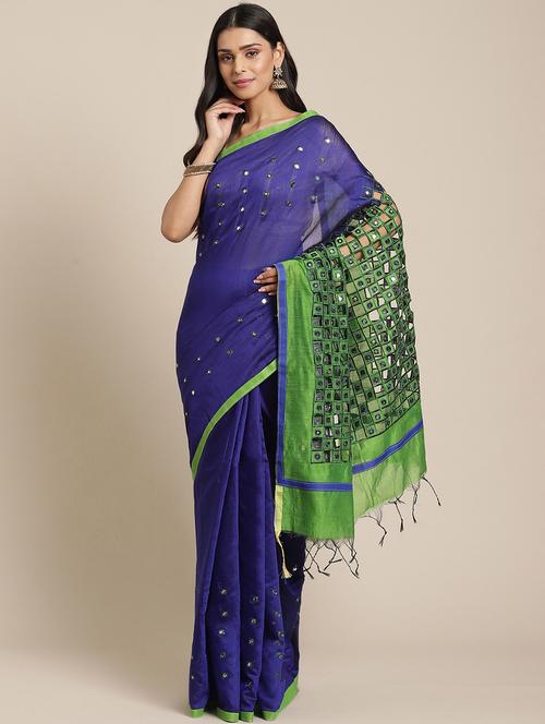 self design tant saree with blouse - 19785182 - Very Small Image - 1
