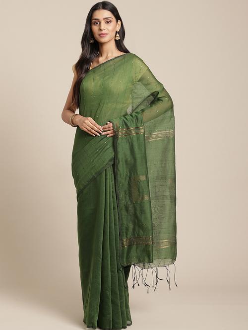 women's self design green colored saree - 19785221 - Very Small Image - 1