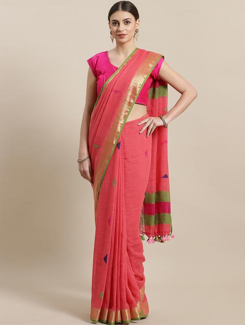 self design handloom saree with blouse - 19785226 - Very Small Image - 1