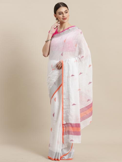 self design handloom saree with blouse - 19785232 - Very Small Image - 1