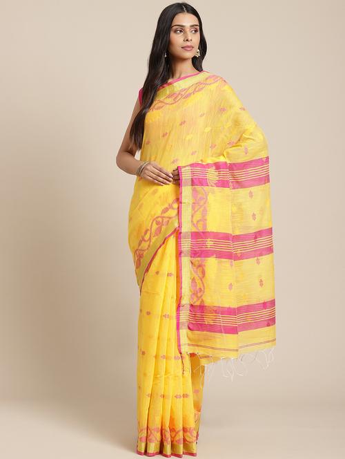 self design tant saree with blouse - 19785245 - Very Small Image - 1