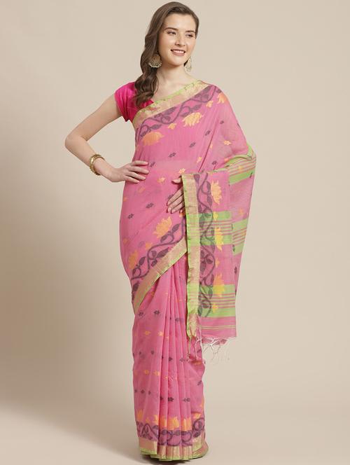 self design tant saree with blouse - 19785248 - Very Small Image - 1