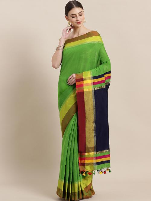 women's self design green colored saree with blouse - 19785250 - Very Small Image - 1