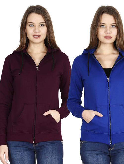 pack of 2 multi colored solid hooded neck zipper sweatshirt - 19785512 - Very Small Image - 1