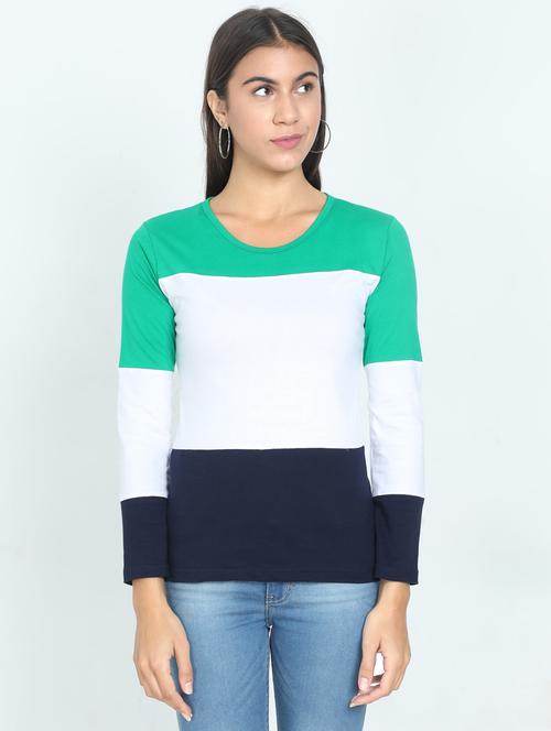 round neck color block regular tee - 19786074 - Very Small Image - 1