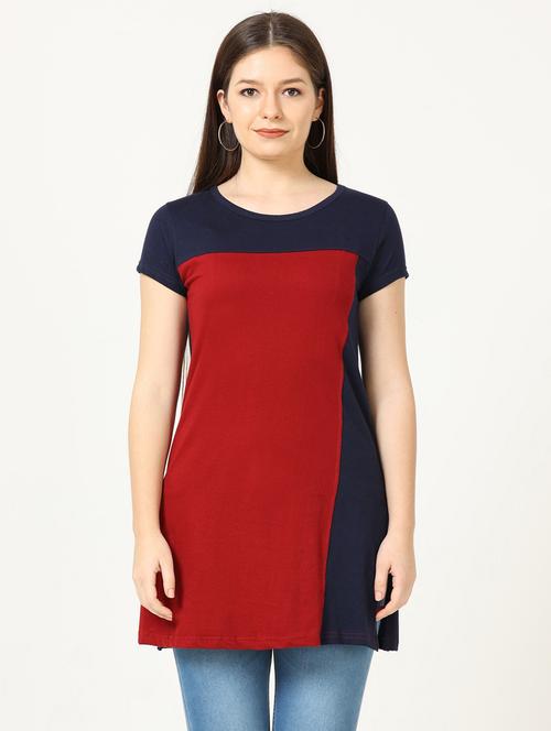 round neck color blocked regular tee - 19786356 - Very Small Image - 1