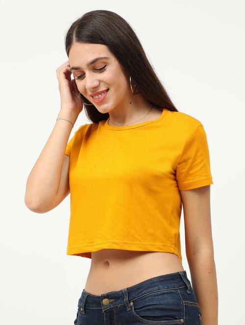 round neck solid crop tee - 19786416 - Very Small Image - 1