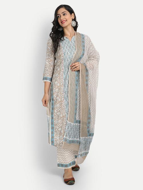 floral printed kurta pant set with dupatta - 19786457 - Very Small Image - 1