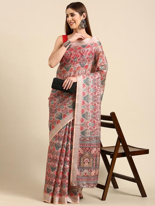 women's floral beige colored saree - 19795770 - Very Small Image - 1