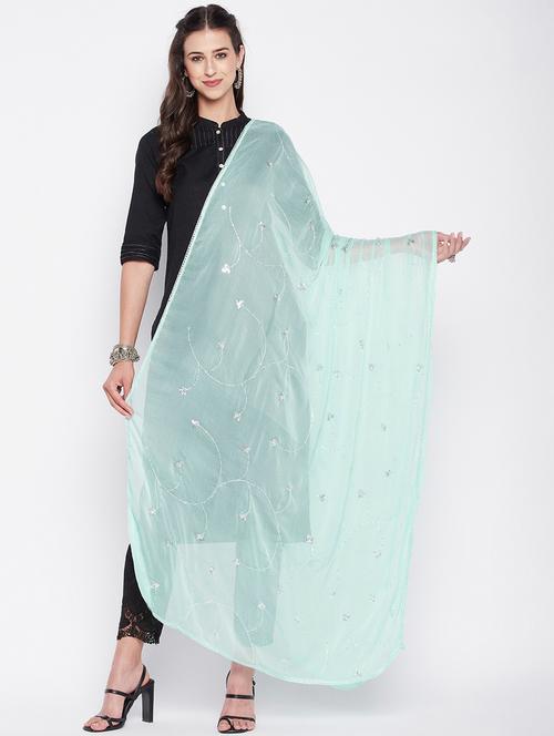 sea green embroidered dupatta - 19795882 - Very Small Image - 1