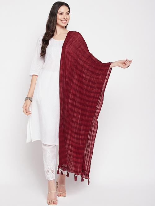 maroon cotton dupatta - 19795884 - Very Small Image - 1