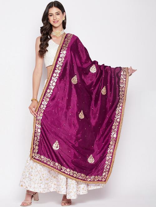 gota patti silk blend dupatta - 19795896 - Very Small Image - 1